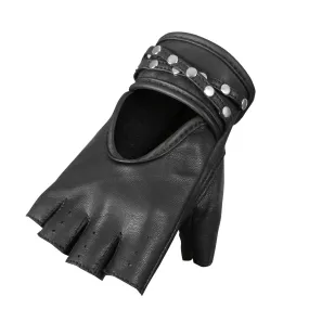 FINGERLESS BLACK & STUDS LEATHER GLOVE