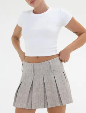 Ford Mini Skirt | Oat Heathered Twill