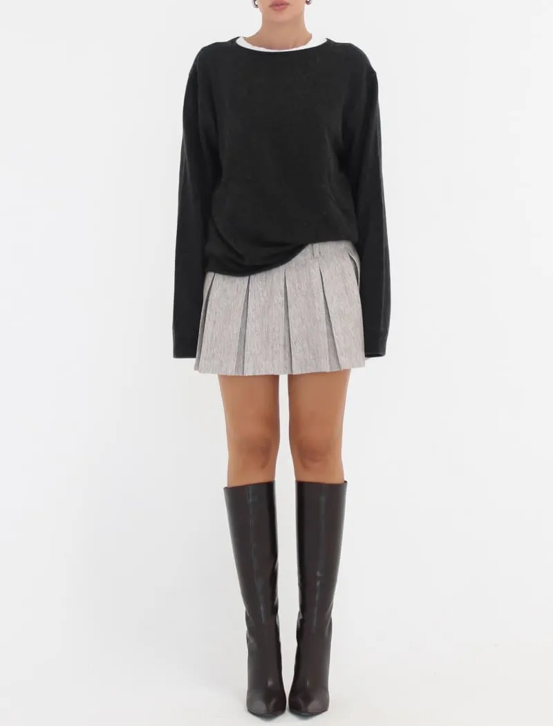 Ford Mini Skirt | Oat Heathered Twill