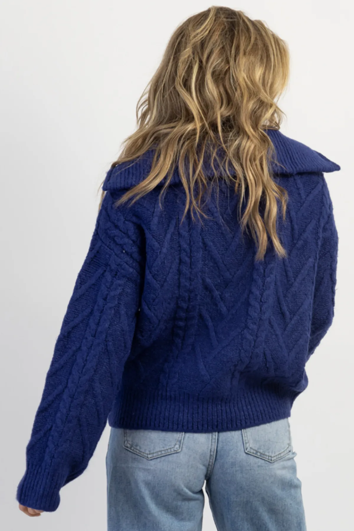 FRANCO COBALT BLUE HALF ZIP SWEATER