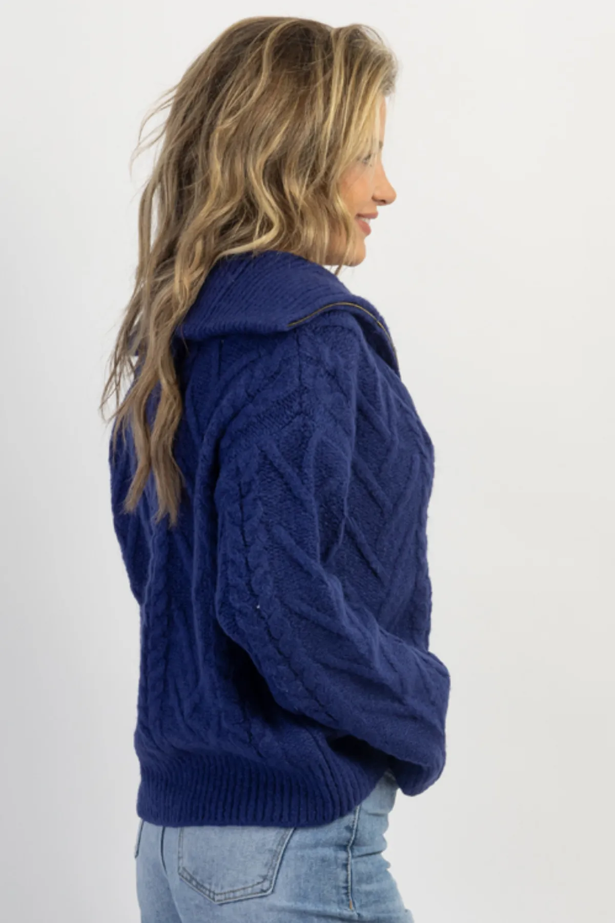 FRANCO COBALT BLUE HALF ZIP SWEATER