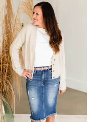 Fuzzy Cropped Button Up Cardigan - FINAL SALE