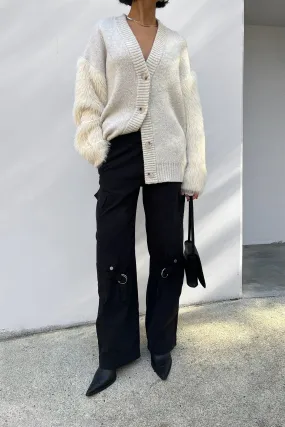 FUZZY SLEEVE CARDIGAN