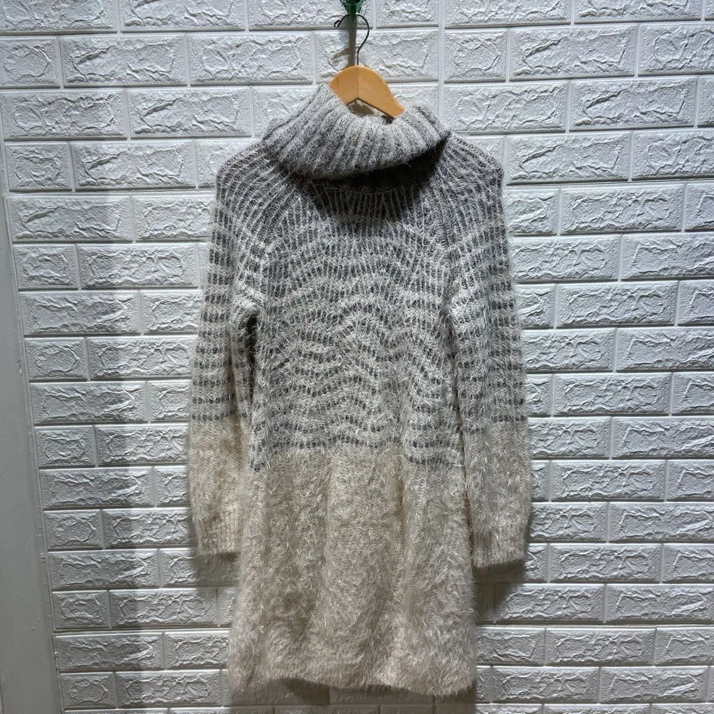 Fuzzy Turtleneck Sweater Dress