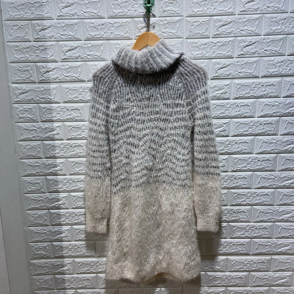 Fuzzy Turtleneck Sweater Dress