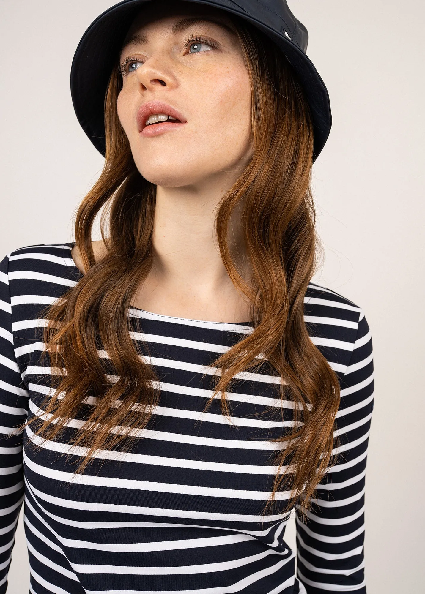 Garde Côte anti-UV striped sailor shirt - 3/4 length sleeves, in recycled jersey (NAVY/NEIGE)