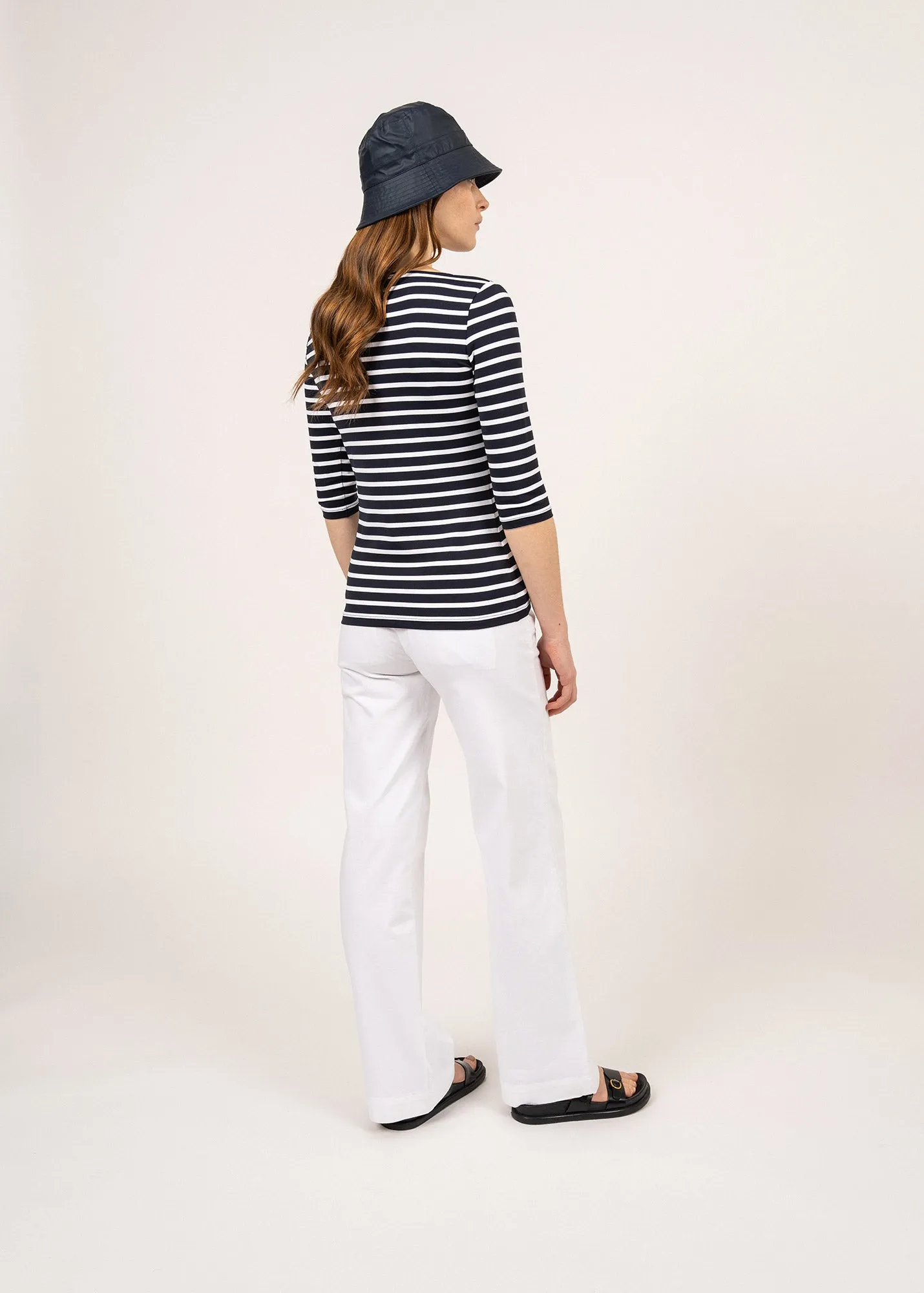 Garde Côte anti-UV striped sailor shirt - 3/4 length sleeves, in recycled jersey (NAVY/NEIGE)