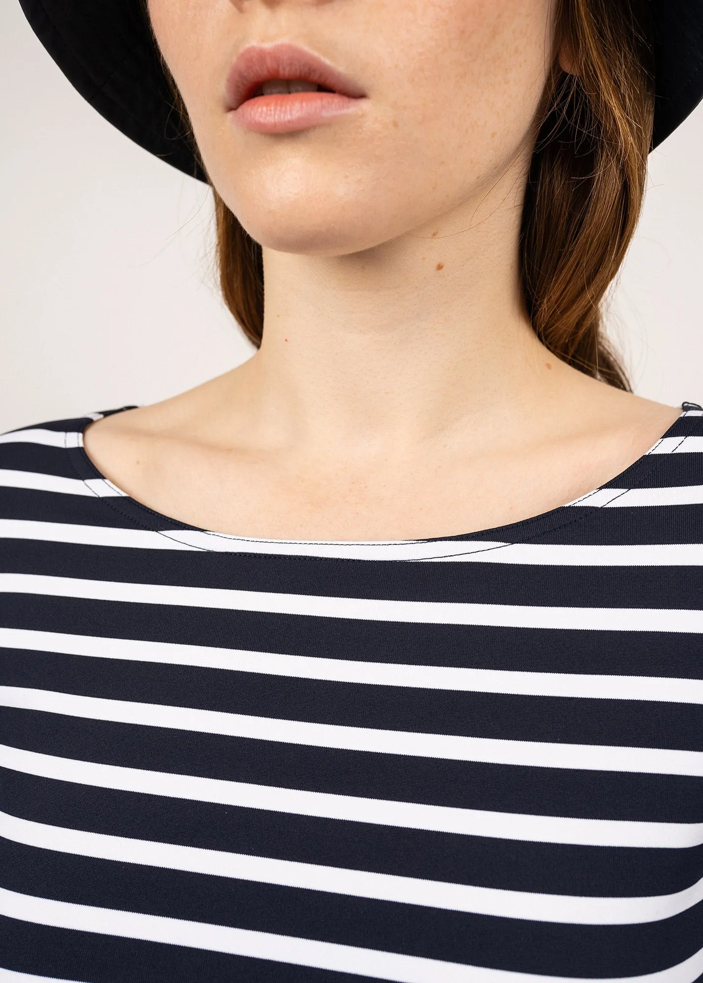 Garde Côte anti-UV striped sailor shirt - 3/4 length sleeves, in recycled jersey (NAVY/NEIGE)