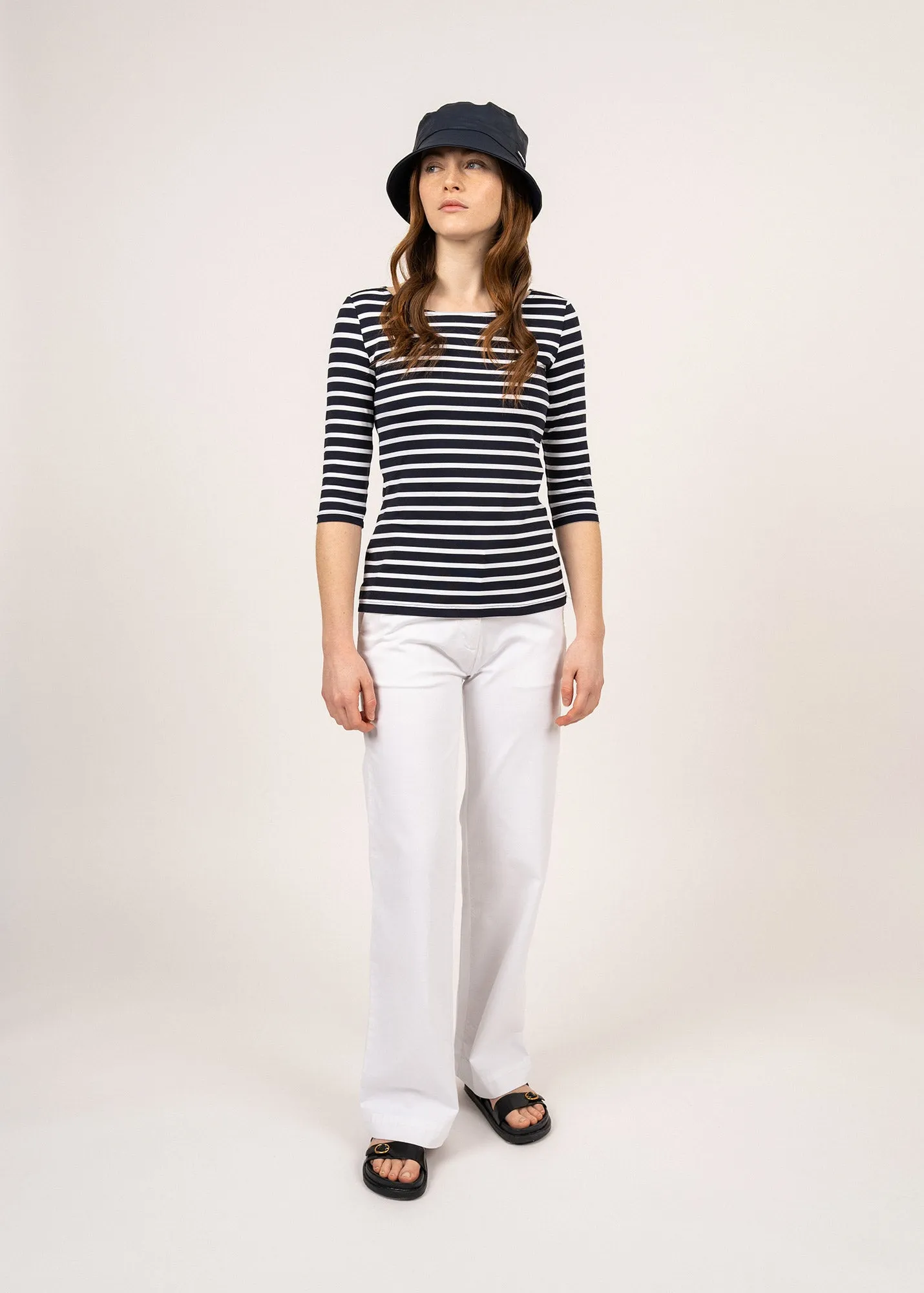 Garde Côte anti-UV striped sailor shirt - 3/4 length sleeves, in recycled jersey (NAVY/NEIGE)