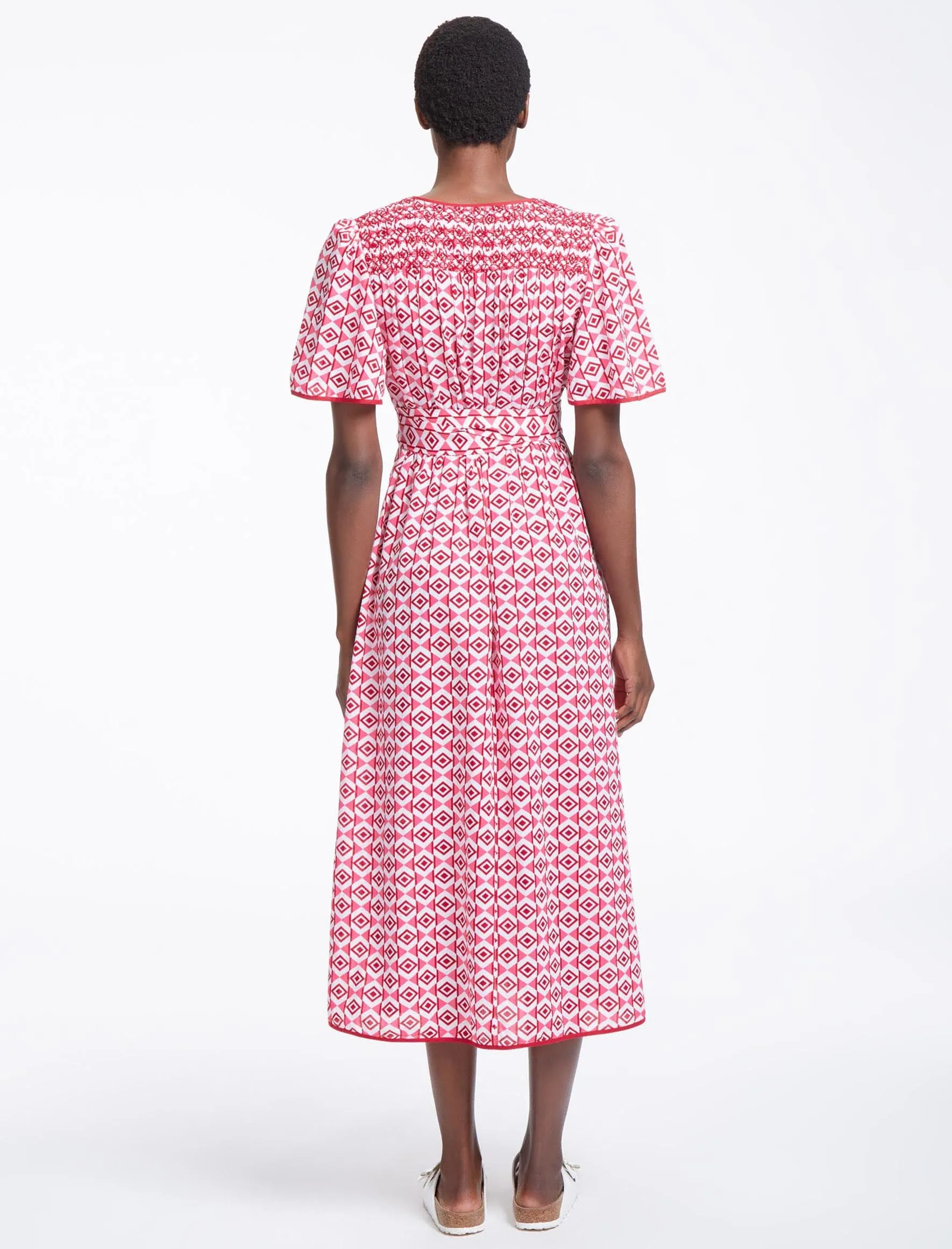 Gina Cotton Maxi Dress - Pink Diamond Geo Print