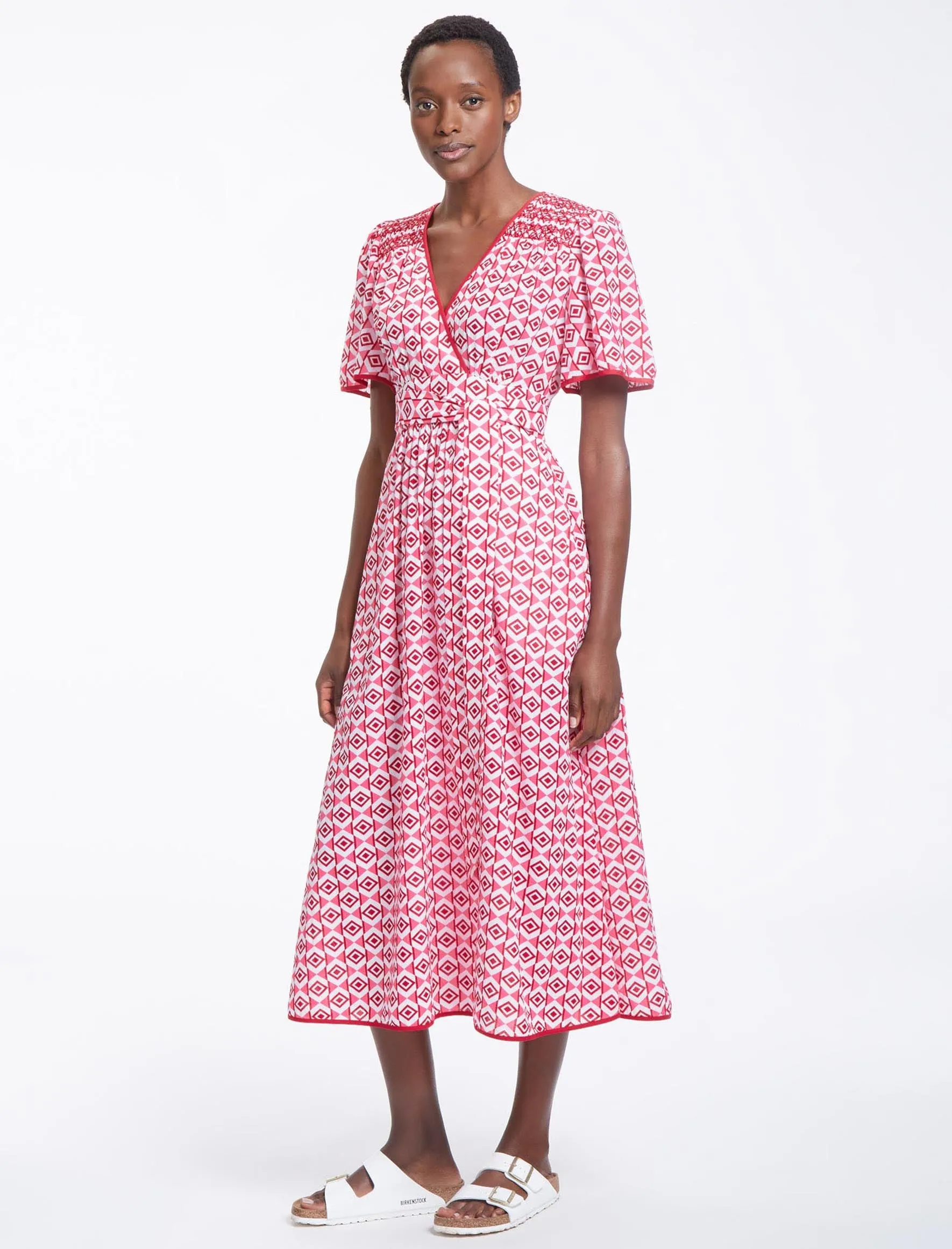 Gina Cotton Maxi Dress - Pink Diamond Geo Print