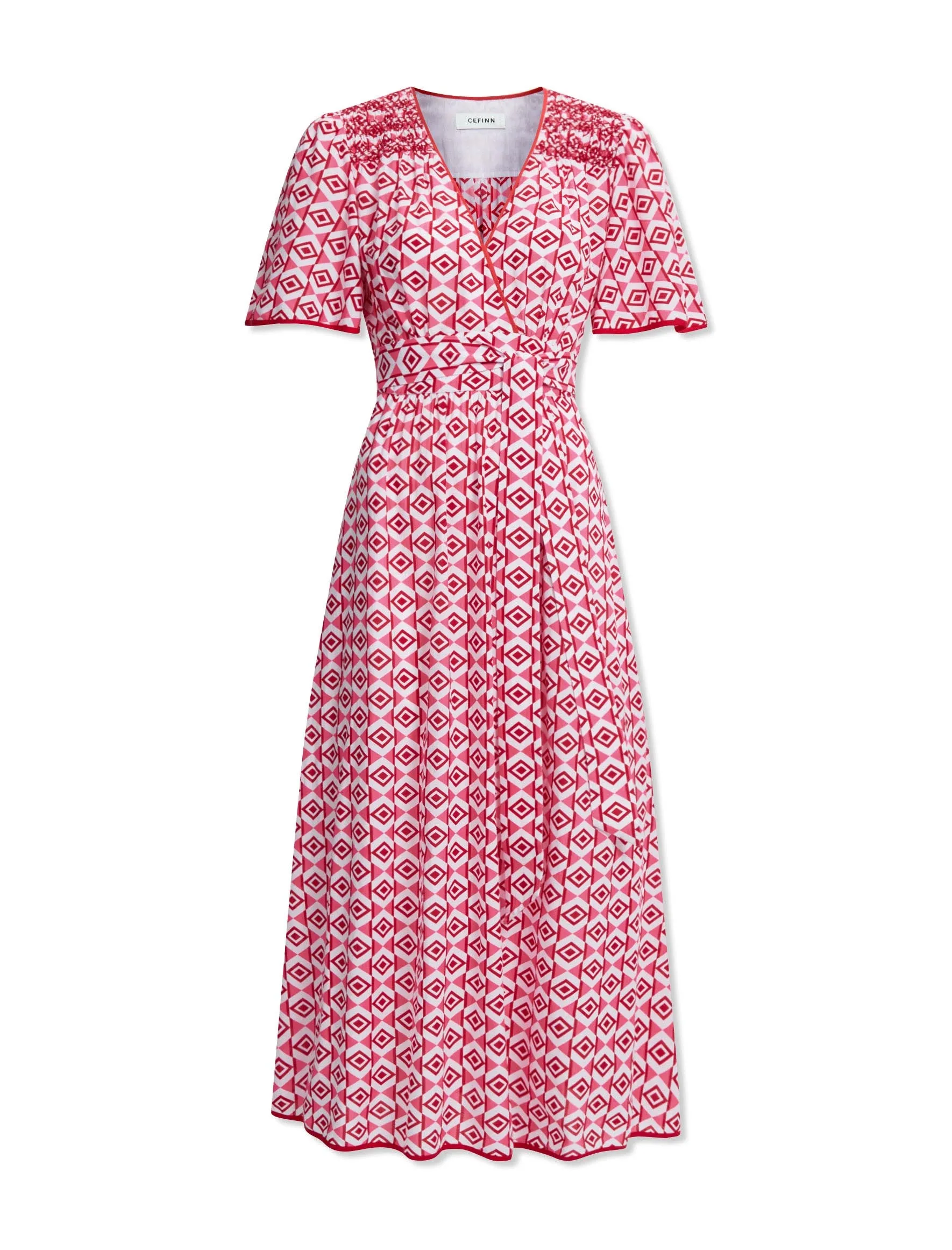 Gina Cotton Maxi Dress - Pink Diamond Geo Print