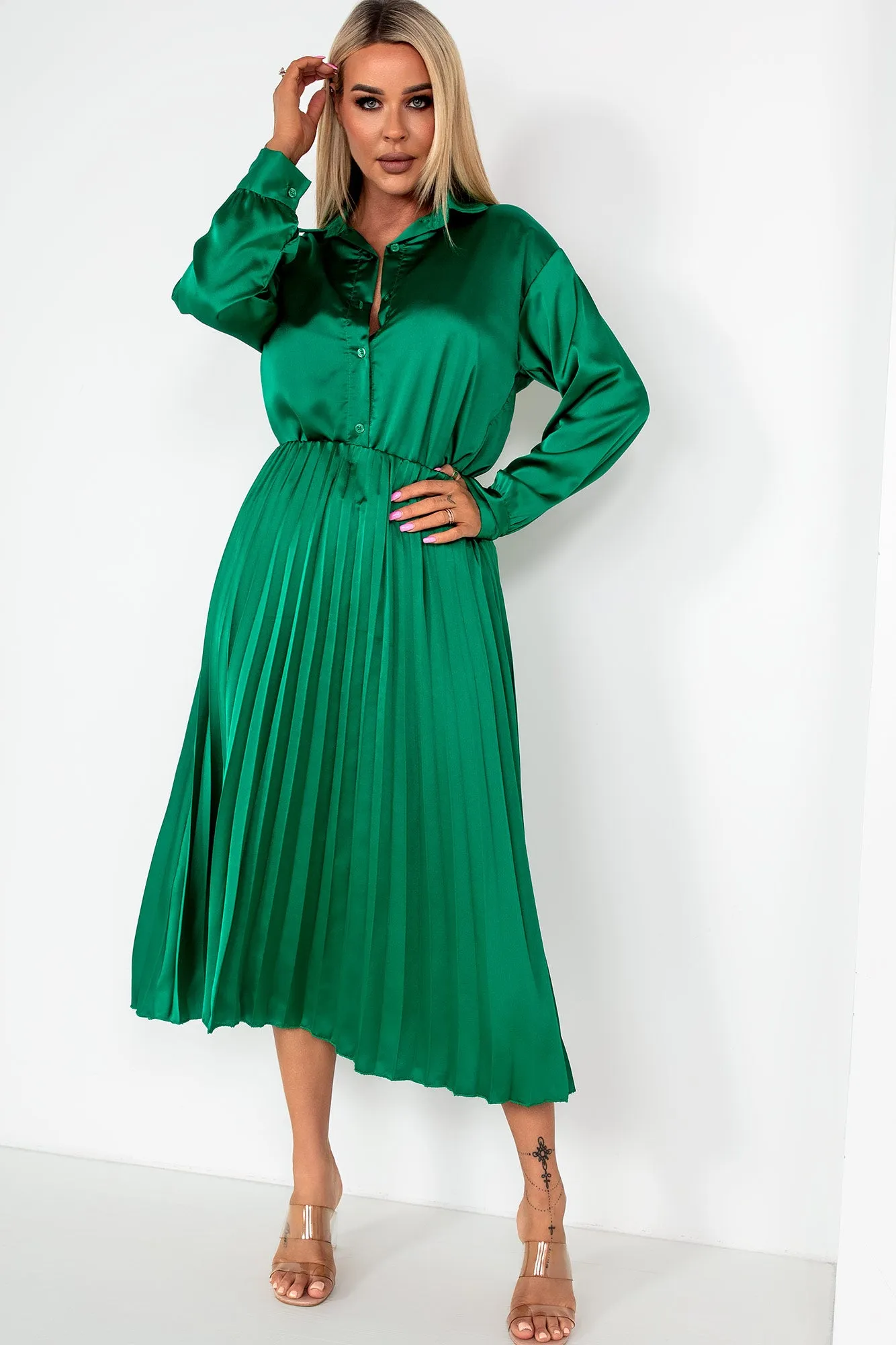 Glinda Green Satin Co Ord