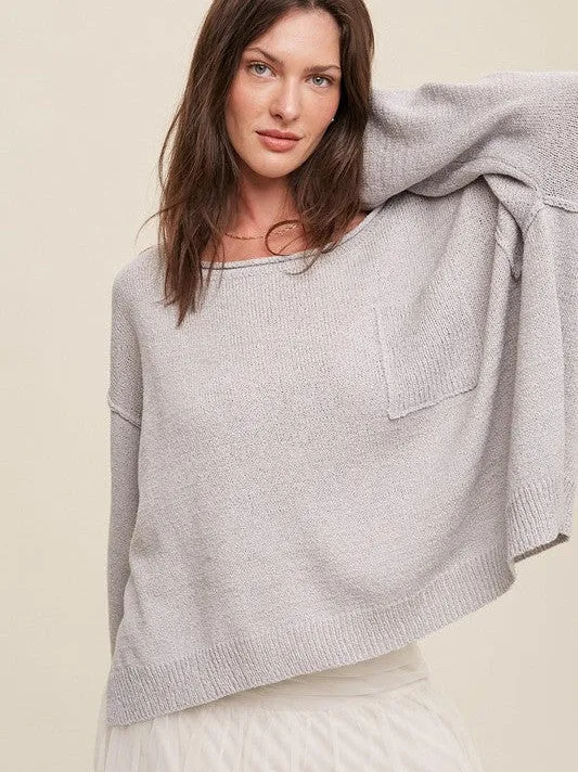 Go Big or Go Home Light Weight Wide Neck Oversized Cropped Sweater