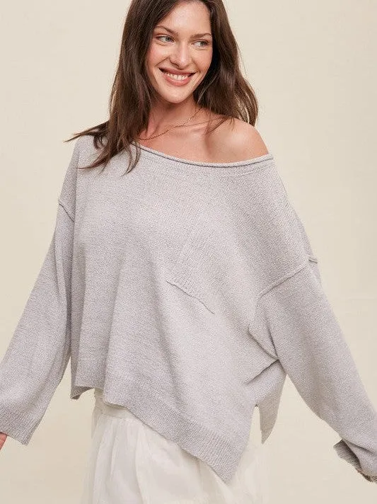 Go Big or Go Home Light Weight Wide Neck Oversized Cropped Sweater