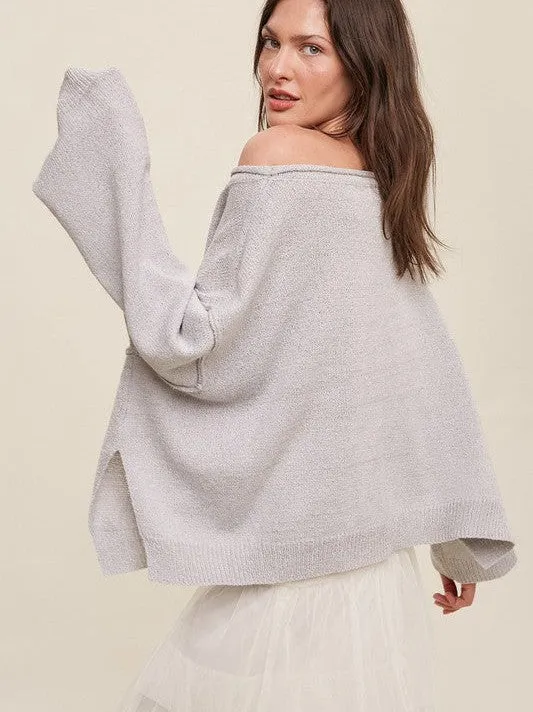 Go Big or Go Home Light Weight Wide Neck Oversized Cropped Sweater