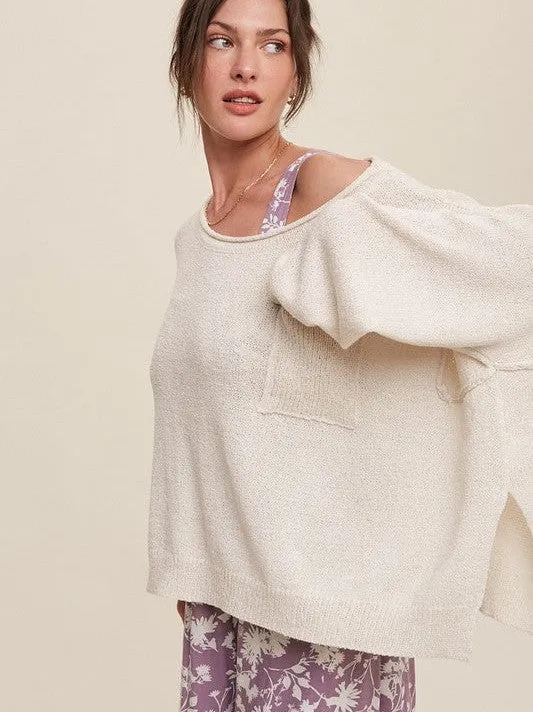 Go Big or Go Home Light Weight Wide Neck Oversized Cropped Sweater