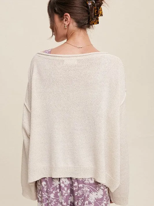 Go Big or Go Home Light Weight Wide Neck Oversized Cropped Sweater