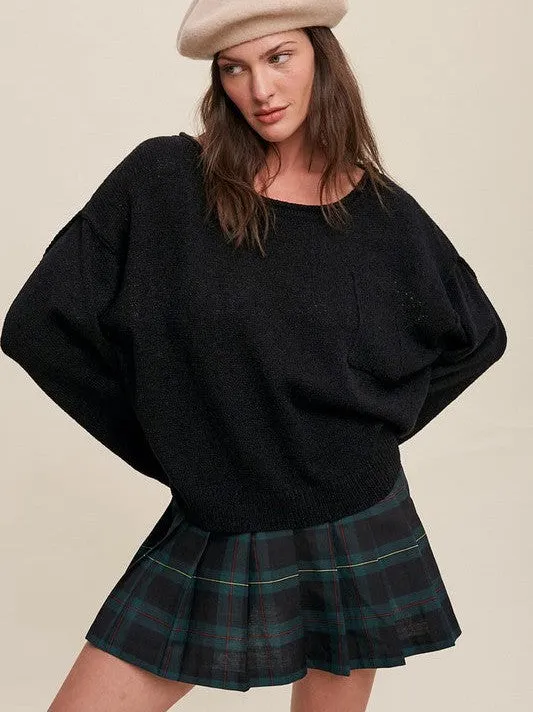 Go Big or Go Home Light Weight Wide Neck Oversized Cropped Sweater