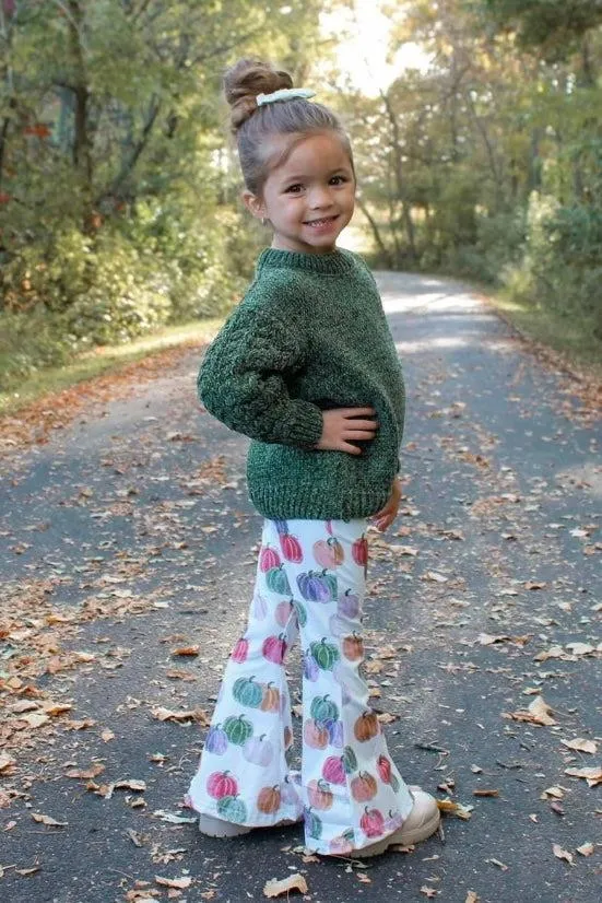 Green Sweater Pumpkin Bell Bottom Set