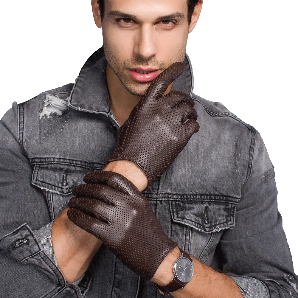 HighShine Men's Unlined Genuine Leather Gloves Touchscreen Breathable Soft Lambskin Classic Driving gloves