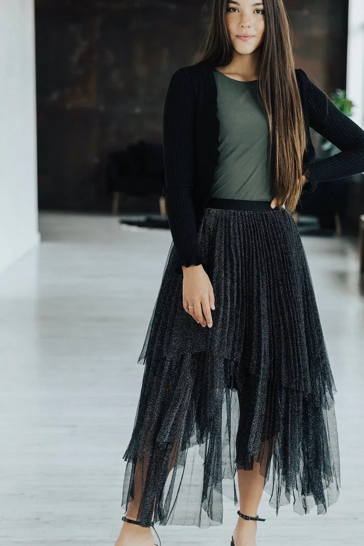 Holly Metallic Pleated Skirt