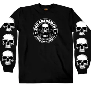 Hot Leathers GMD2158 Men's '2nd Amendment America's Original Homeland Security' Long Sleeve Black T-Shirt