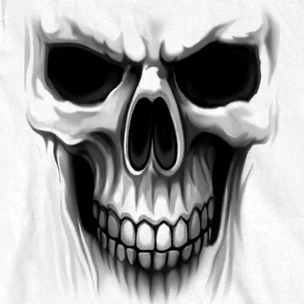 Hot Leathers GMD2241 Mens 'Ghost Skull' White Long Sleeve Shirt