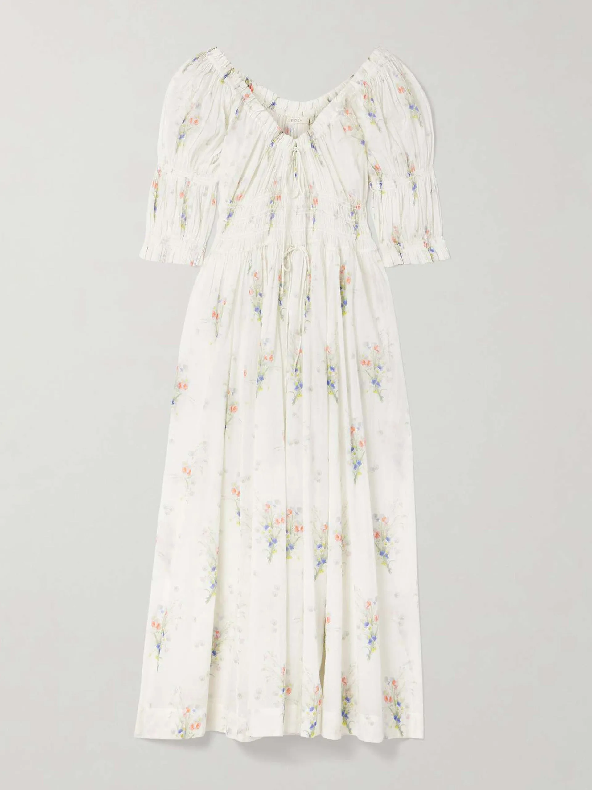 Ischia floral-print organic cotton-voile midi dress