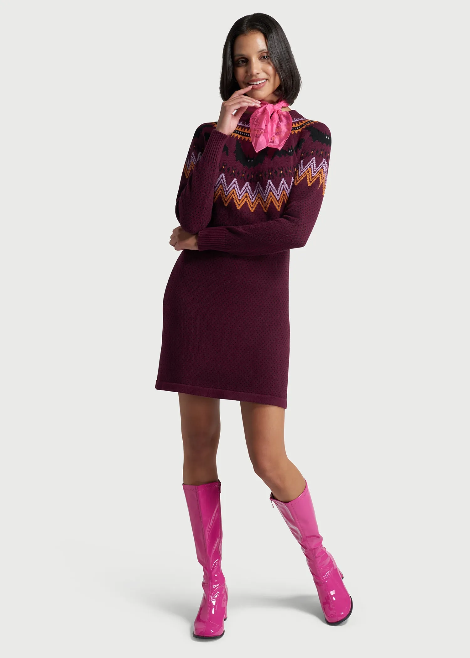 It Be Like 'Bat' Fair Isle Sweater Dress