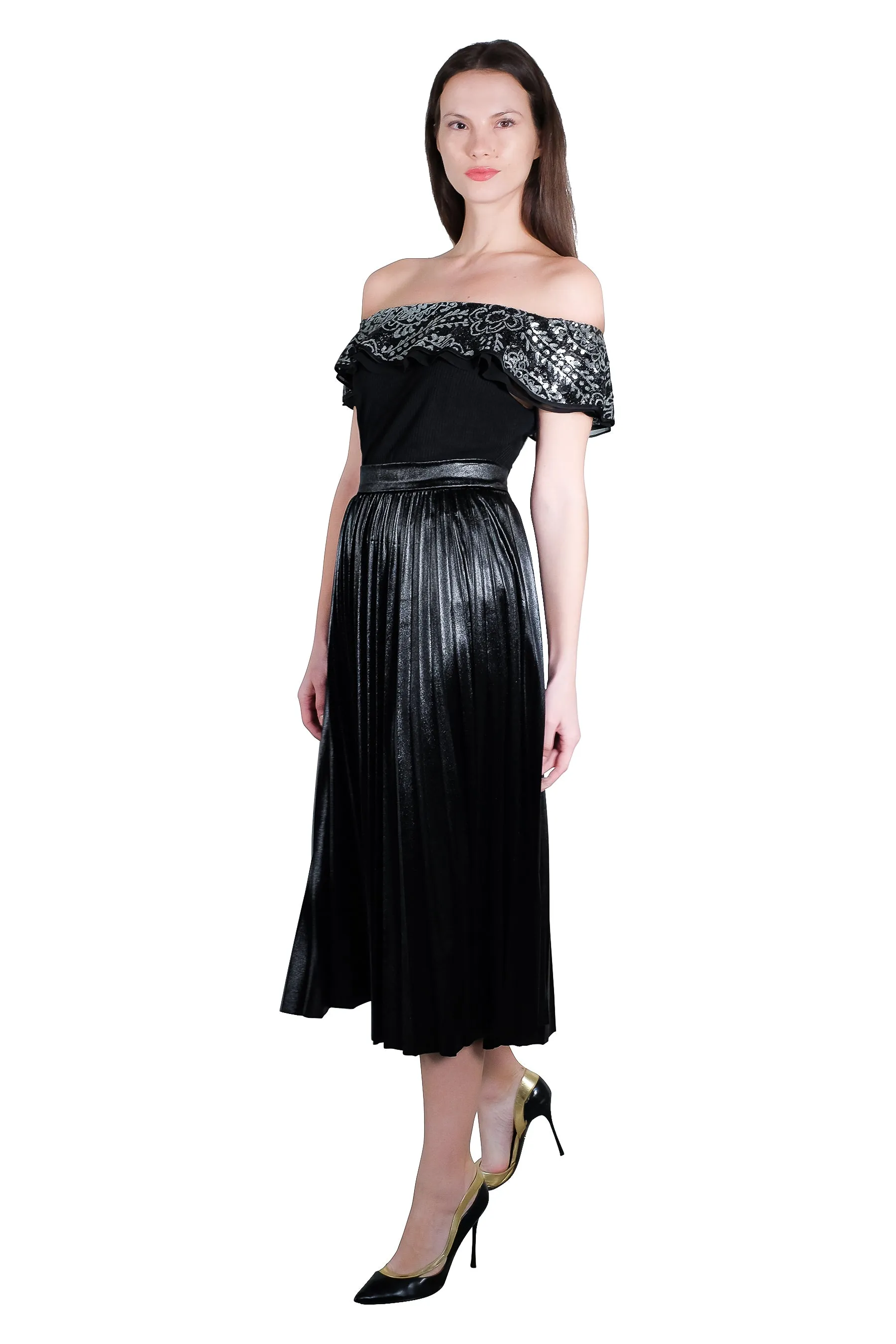 Jayden Pleated Velvet Skirt