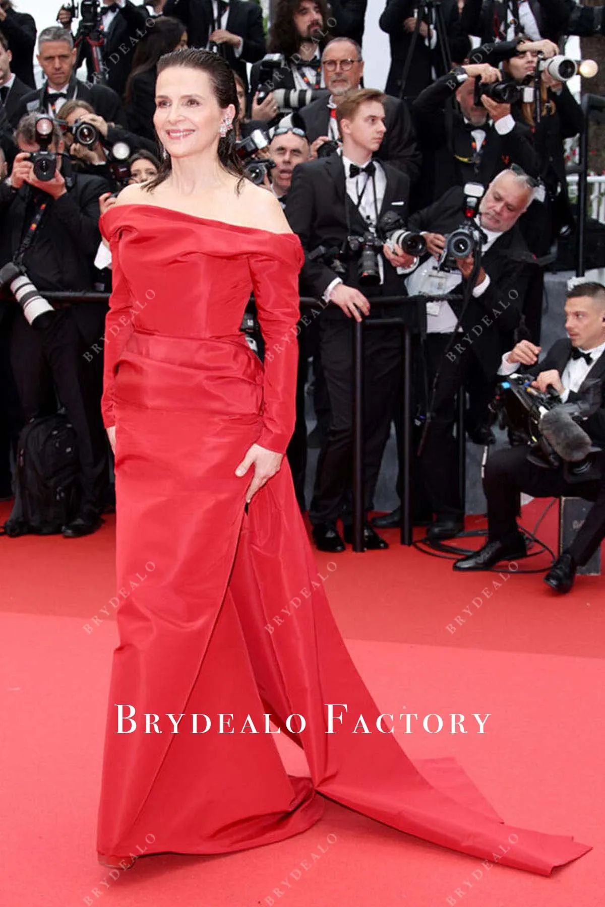 Juliette Binoche Red Taffeta Dress 2024 Cannes Film Festival