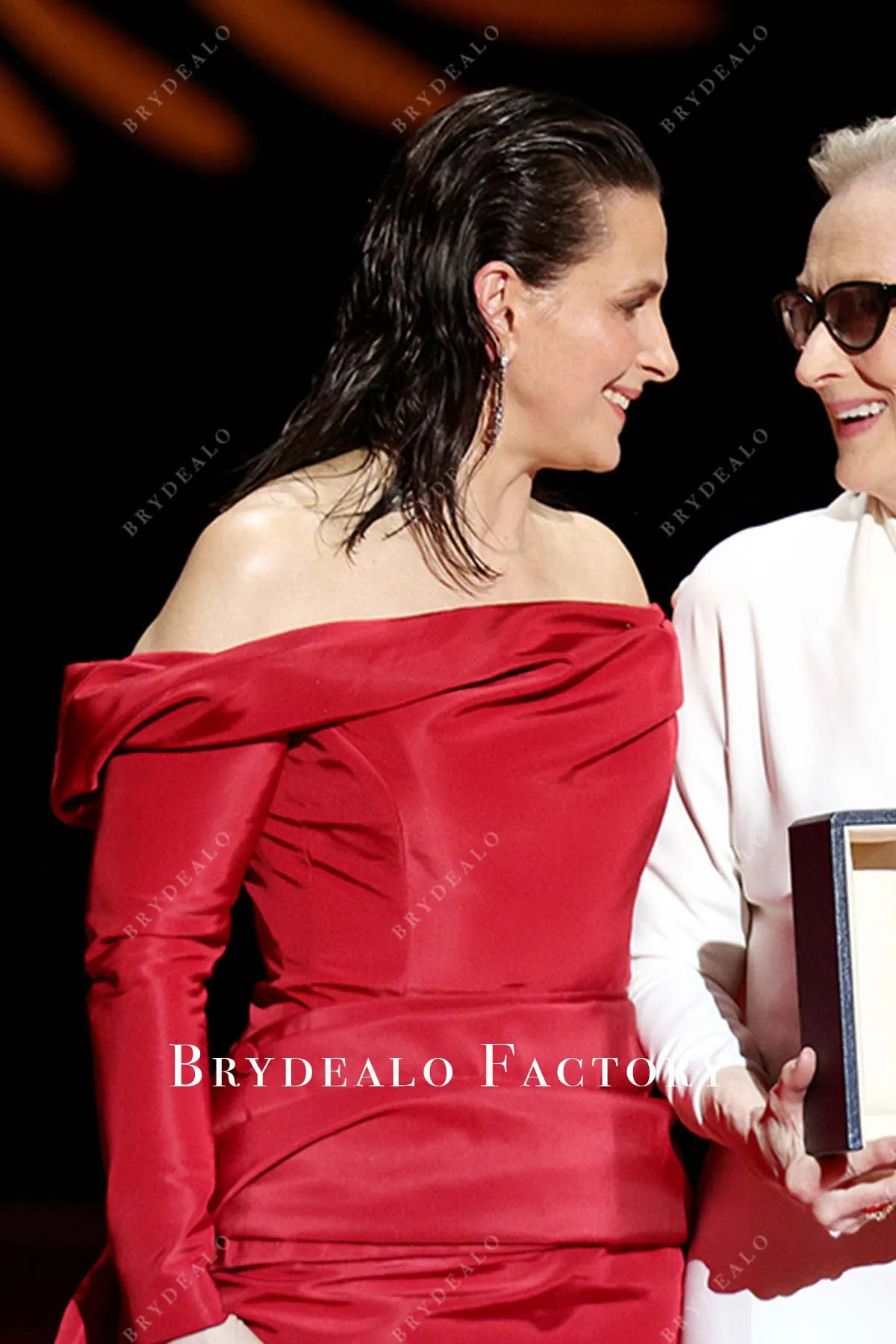 Juliette Binoche Red Taffeta Dress 2024 Cannes Film Festival