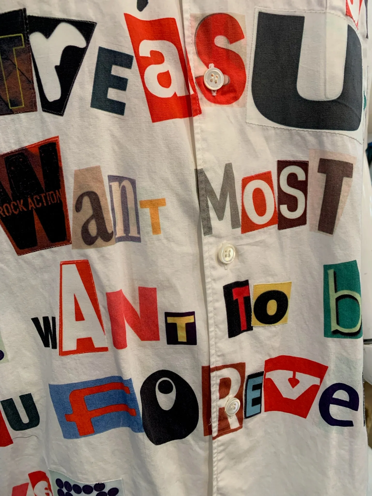 Junya Watanabe, S/S 2002 ‘Ransom Note’ Poem Shirt