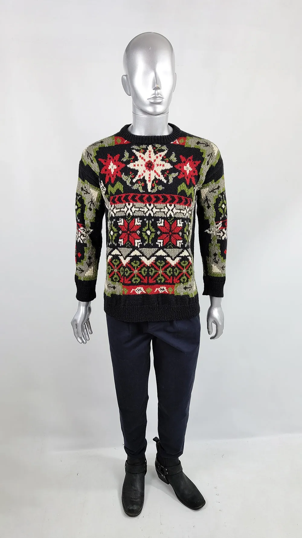 Katharine Hamnett Vintage Mens Fairisle Knit Sweater, 1980s