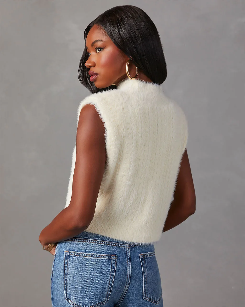 Keith Fuzzy Cropped Sweater Vest