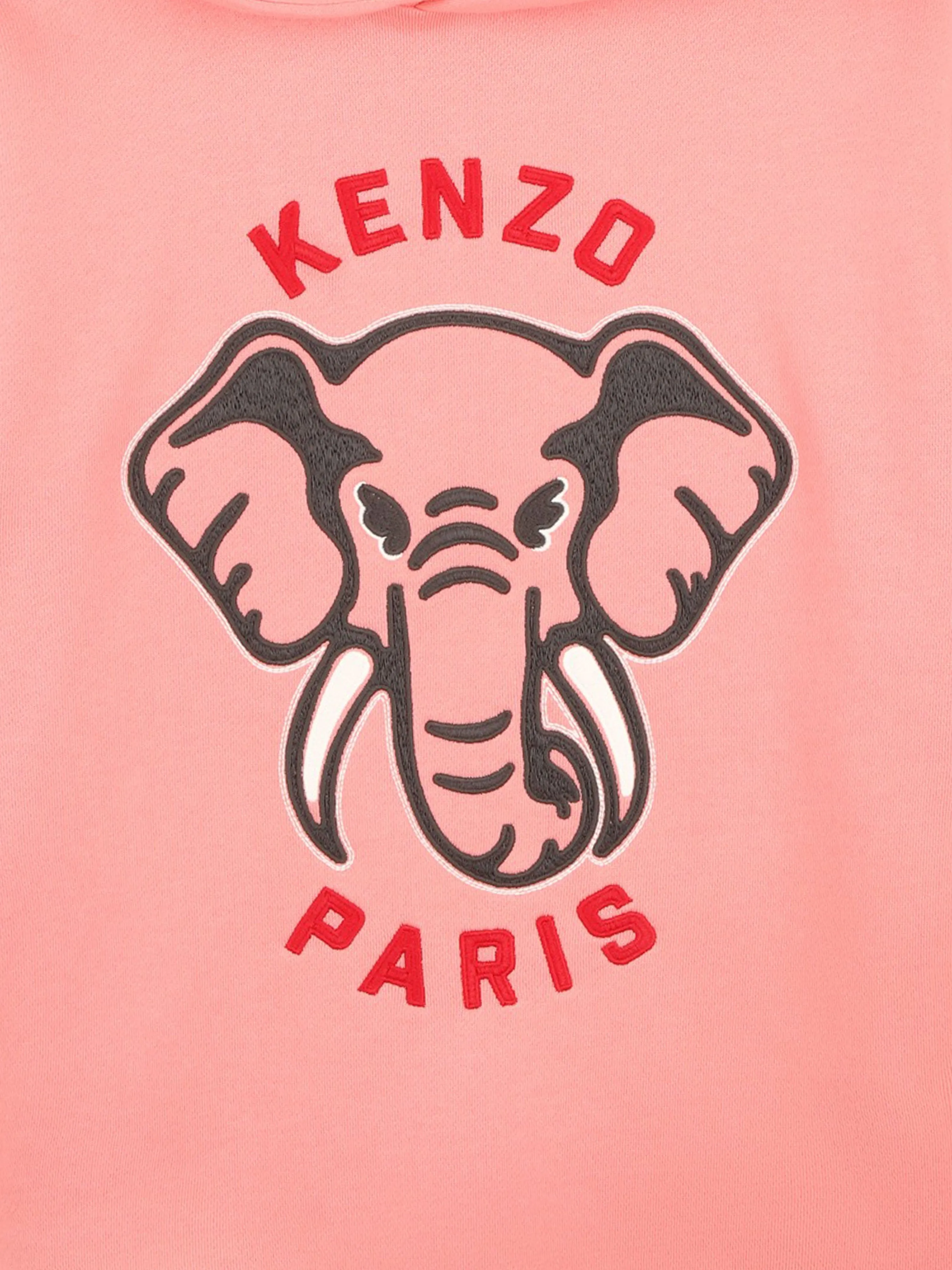 KENZO Girls Elephant Hooded Sweater Dress in Pink