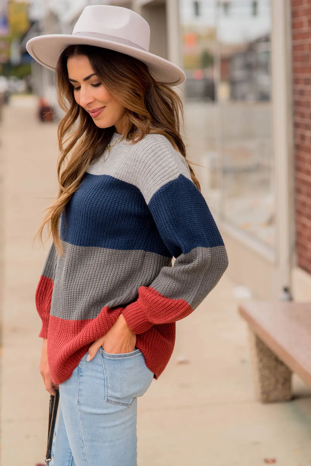 Knit Color Blocked Sweater