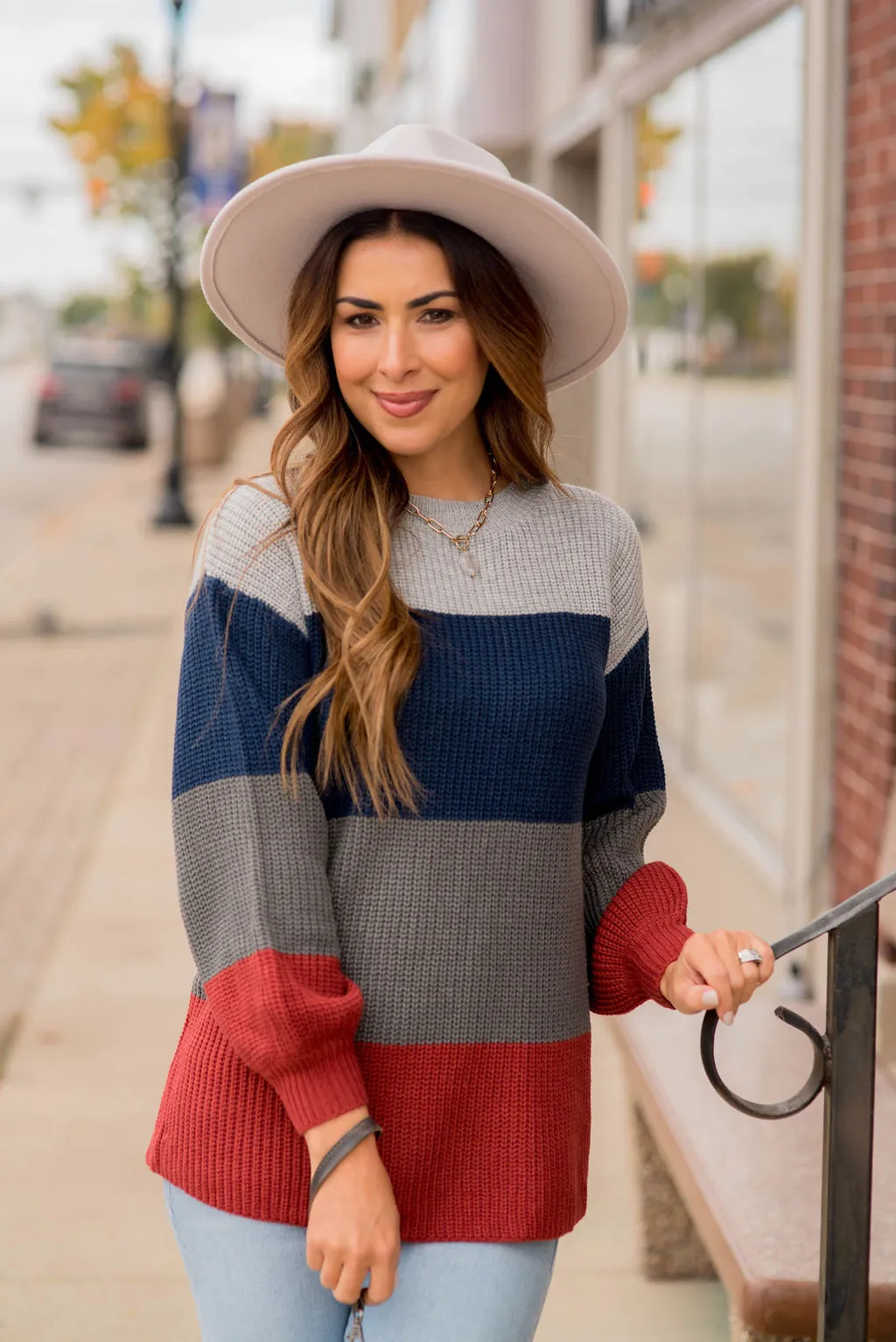 Knit Color Blocked Sweater