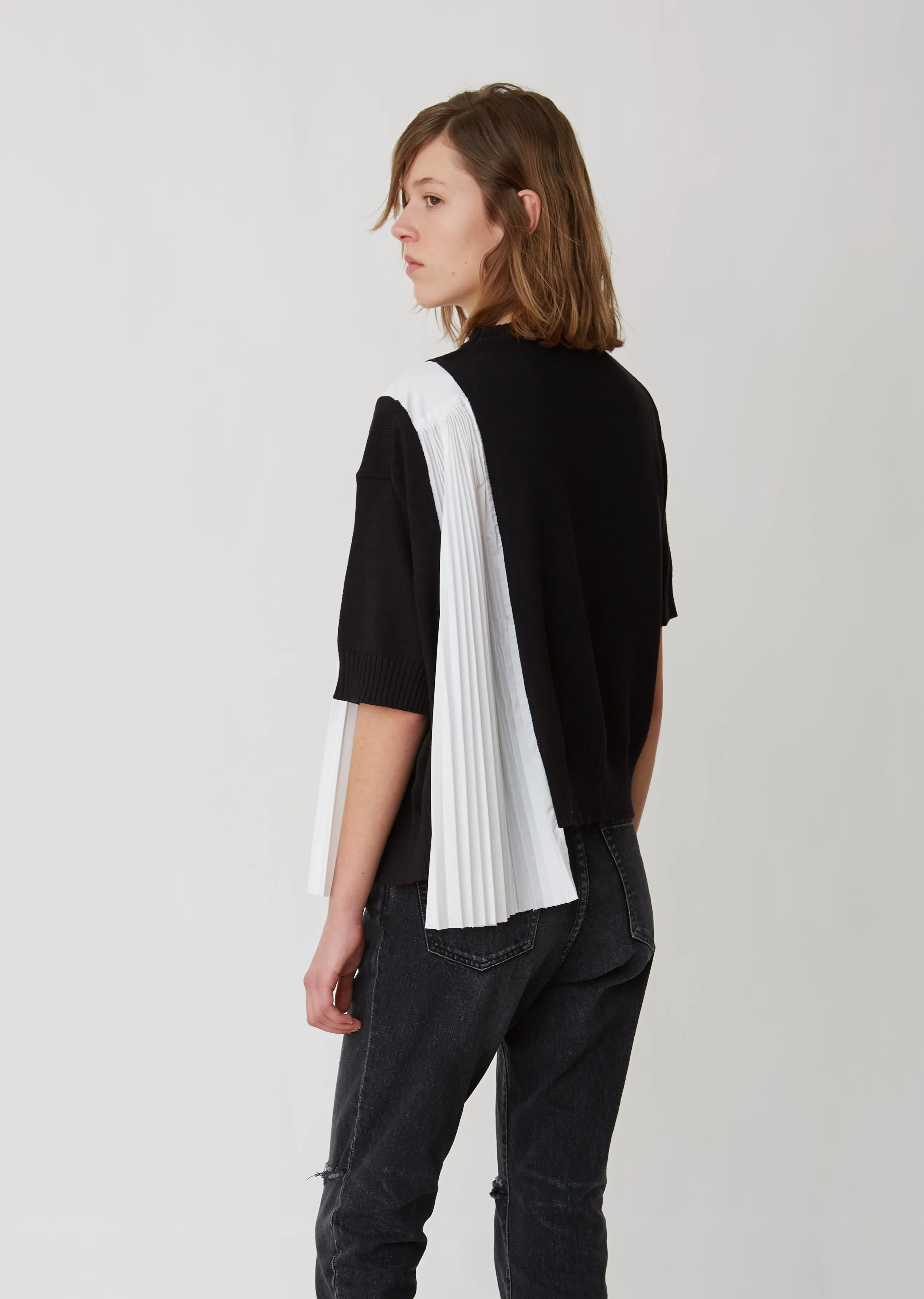 Knit x Pleated Shirt Top