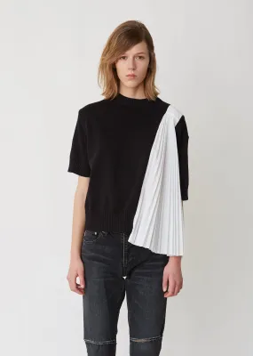 Knit x Pleated Shirt Top