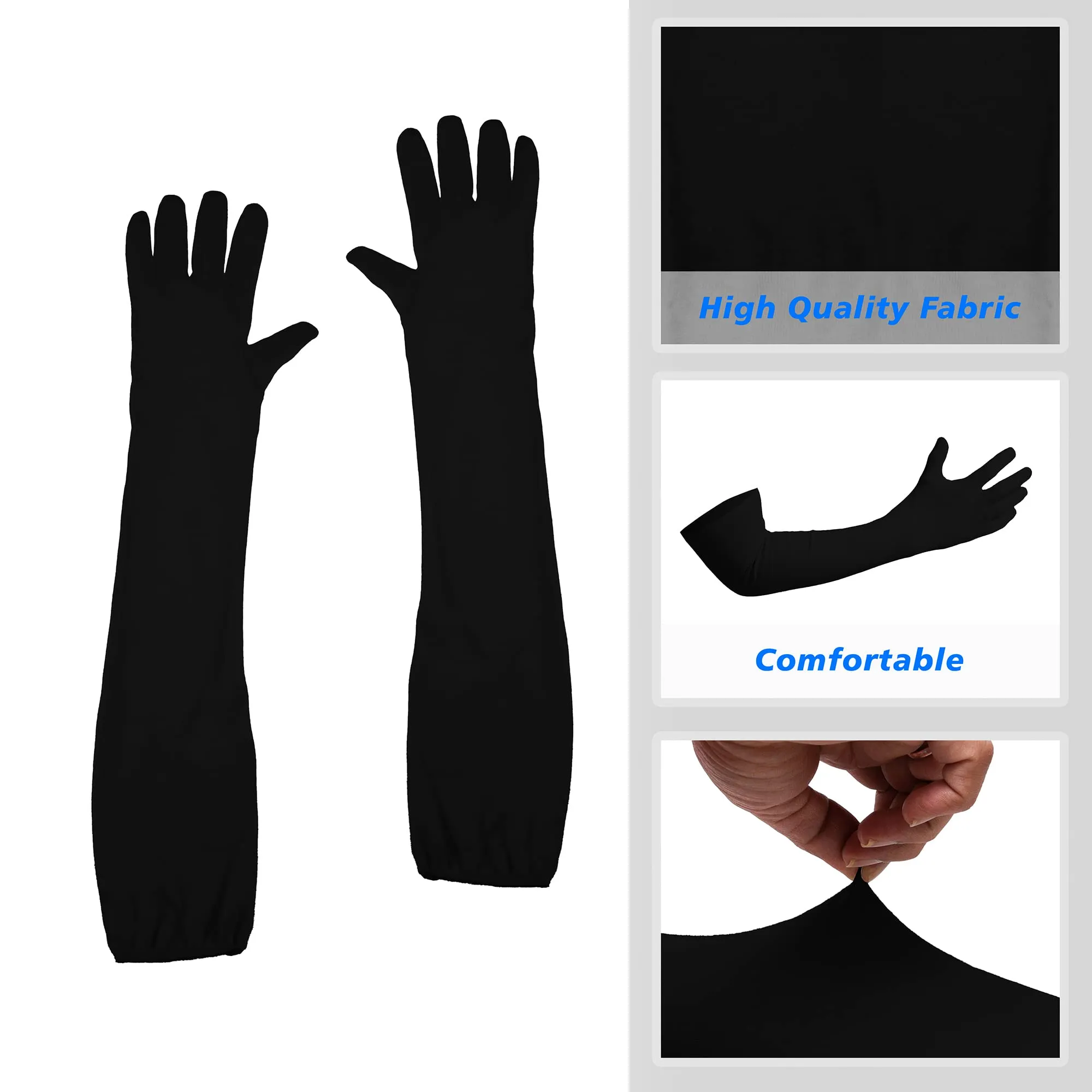 Kuber Industries Full Arm Sleeves Gloves | Cotton Summer Gloves | Protection From Sun Burns | Dust | Pollution | Gloves For Women | Gloves For Men | 2 Pair | Pack of 2 | Black