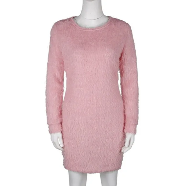 Ladies fuzzy comfy sweater dress