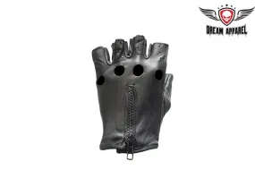 Leather Fingerless Riding Gloves