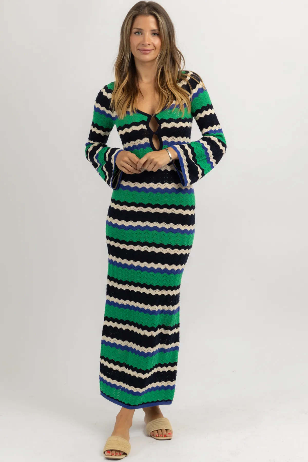 LEO GREEN KNIT MAXI DRESS