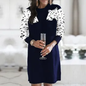 Leopard Pattern Knitted Sweater Dress