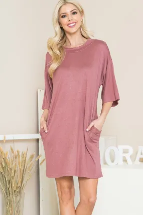 Light Knit Sweater Tee Dress