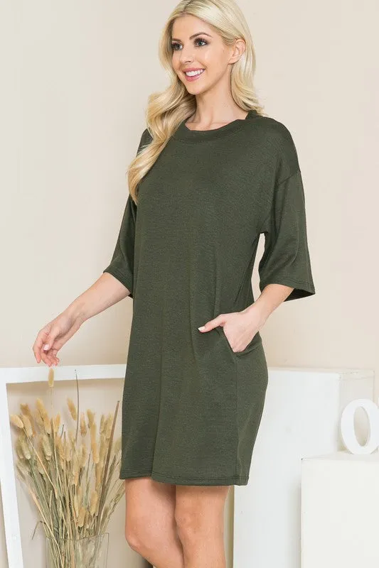 Light Knit Sweater Tee Dress