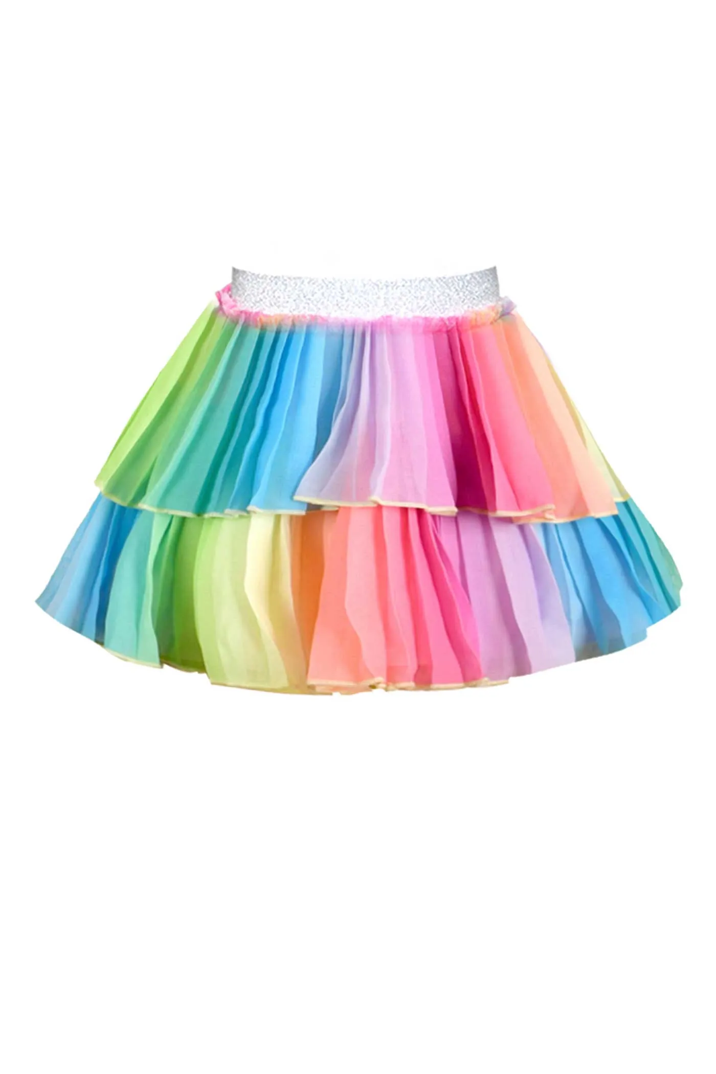 Little Girls Pleated Two-Tier Rainbow Mini Summer Skirt