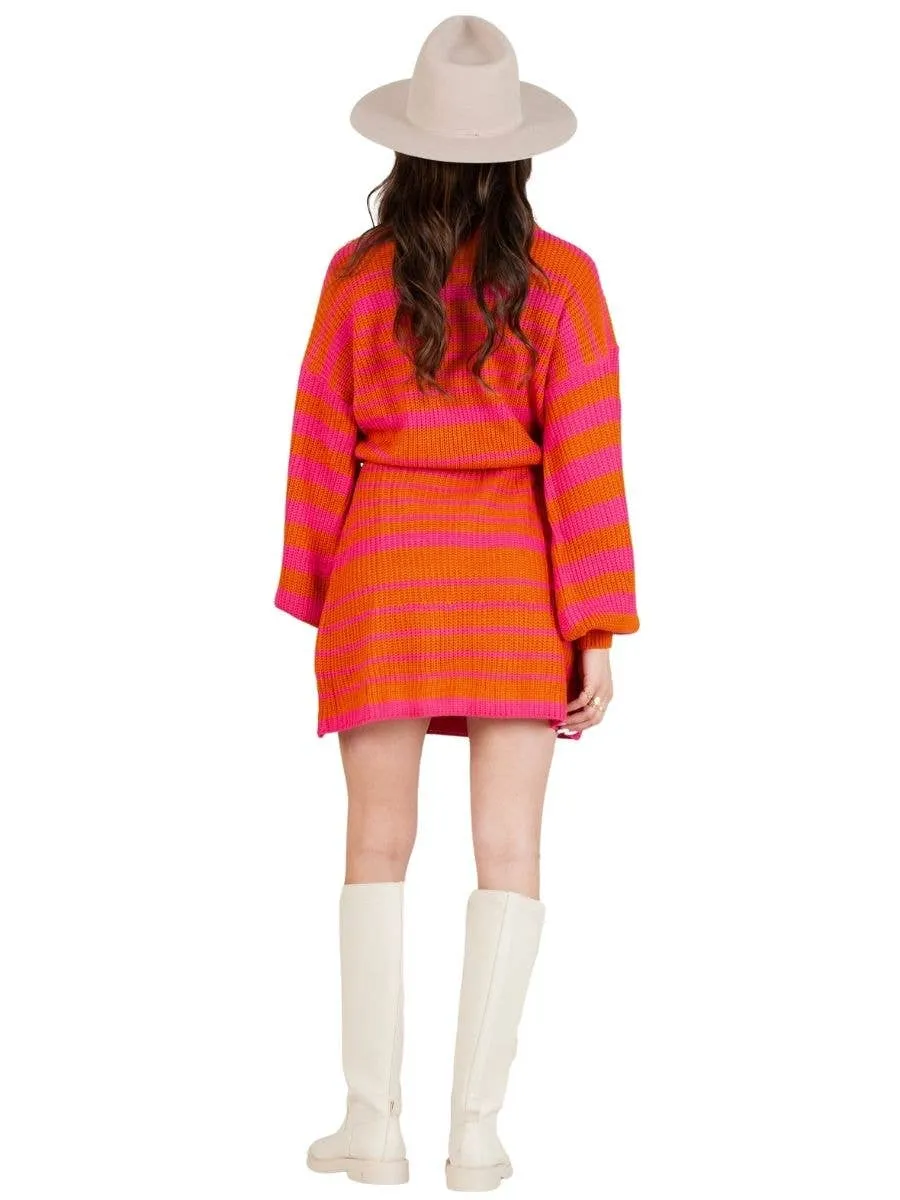 Lucca Couture-KIMMY RETRO SWEATER DRESS-SPICE/PINK